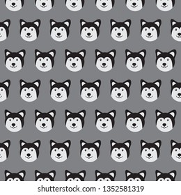 Seamless vector pattern with dogs of Pug breed, French Bulldog, Bull Terrier.