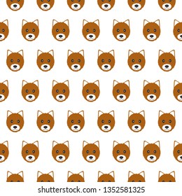 Seamless vector pattern with dogs of Pug breed, French Bulldog, Bull Terrier.