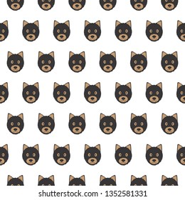 Seamless vector pattern with dogs of Pug breed, French Bulldog, Bull Terrier.