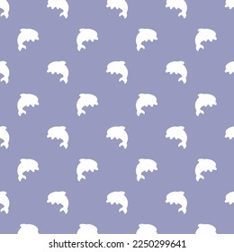 Seamless vector pattern with dolphin a gray background