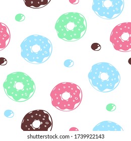 Seamless vector pattern with donuts.