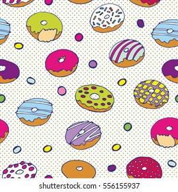 Seamless vector pattern with donuts