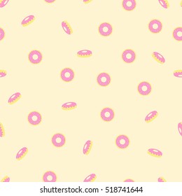 Seamless vector pattern with donuts on beige for wrapping, kraft, cards, textile, print