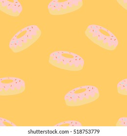 Seamless vector pattern with donuts on green for wrapping, kraft, cards, fabric, textile