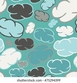 Seamless vector pattern with doodle clouds. For nature lovers. The theme of the summer and autumn. It can be used for packaging, invitations, postcard holiday, fabrics and textiles, etc.