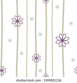 Seamless vector pattern with doodle flowers