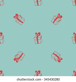 Seamless vector pattern with doodle hand-draw gift boxes