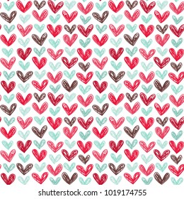 Seamless vector pattern with doodle hearts. Great for Can be fabric, textile, wallpaper, web page background, scrapbooking, wrapping paper.
