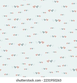 Seamless vector pattern with doodle hearts. Texture for Valentine's Day