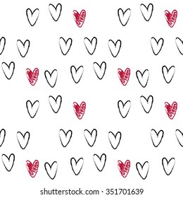 seamless vector pattern with doodle hearts