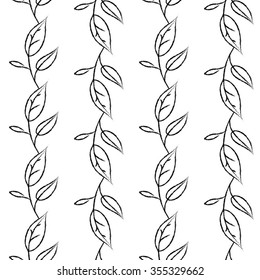 seamless vector pattern with doodle leaves