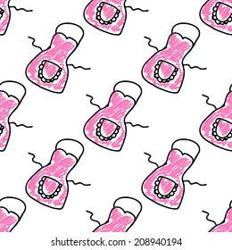 Seamless vector pattern with doodle pink aprons