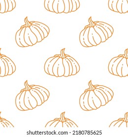 seamless vector pattern with doodle pumpkins on the white background