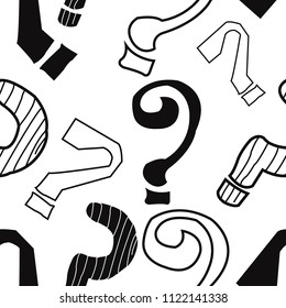 Seamless vector pattern with doodle questions marks background