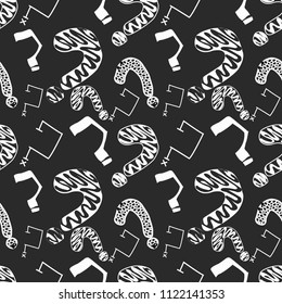 Seamless vector pattern with doodle questions marks background