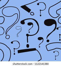 Seamless vector pattern with doodle questions marks background
