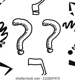 Seamless vector pattern with doodle questions marks background