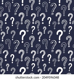 Seamless vector pattern with doodle questions marks.
