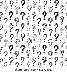 Seamless vector pattern with doodle questions marks.