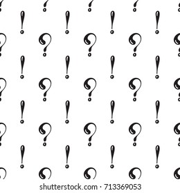 Seamless Vector Pattern with Doodle Questions Marks and Exclamation Marks. Punctuation mark Background