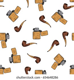 Seamless vector pattern with doodle smoking symbols.