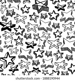 Seamless vector pattern with doodle stars