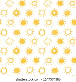 Seamless vector pattern with doodle suns. Seamless vector pattern with doodle suns.