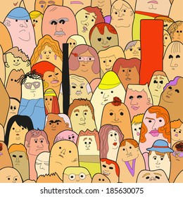 seamless vector pattern with doodled persons