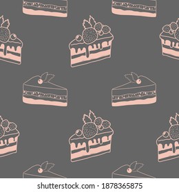 a seamless vector pattern with doodles of cakes