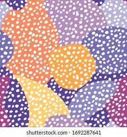 Seamless vector pattern with dots, circles, spots. Design for fabric, wallpaper, wrapping paper, gift card, flyer, poster, textile, prints. Сhilds drawing.
