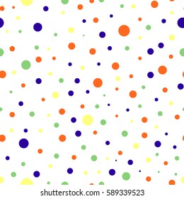 Seamless vector pattern with dots. Simple graphic design. Dotted colorful drawn background with little decorative elements. Print for wrapping, web backgrounds, fabric, decor, surface