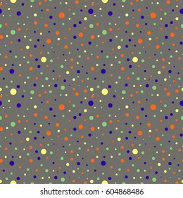 Seamless vector pattern with dots. Simple graphic design. Dotted colorful drawn background with little decorative elements. Print for wrapping, web backgrounds, fabric, decor, surface