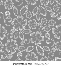 seamless vector pattern with dotted floral pattern. monochrome background wallpaper