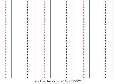 Seamless vector pattern with dotted lines Retro design in muted red and green tones — vintage holiday geometric background for wrapping paper, fabric, or digital design projects.