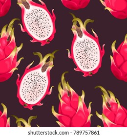 Seamless vector pattern with dragon fruit