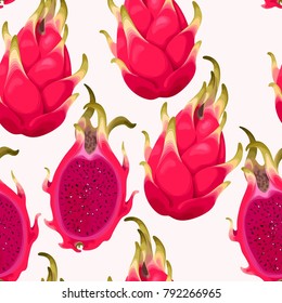 Seamless vector pattern with dragon fruit