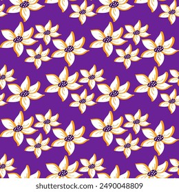 Seamless vector pattern with drawn flowers. Floral print for textiles, fabrics, paper, wrapping, wallpaper and other surfaces.