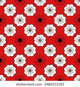 Patrón de Vector sin costuras con flores Grandes dibujadas. Estampado floral para textiles, papel, Fondo de pantalla, envoltura, tejidos y otras superficies.