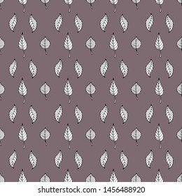 Seamless vector pattern with drawn leaves. Drawn by hand in the style of the doodle. For wallpapers, backgrounds, design, packaging, textiles, factories, prints, manufactures, manufactories
