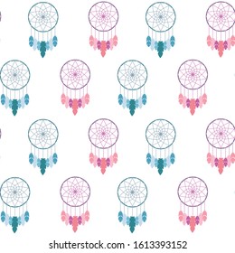 seamless vector pattern with dreamcatchers