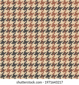 Seamless vector pattern for dress, jacket, coat. Brown, grey, beige spring autumn winter tweed background vector graphic. Modern wool backdrop design. Goose foot or houndstooth small checks.