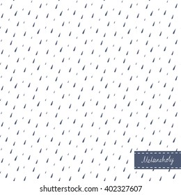 Seamless vector pattern with drops of rain on a white background