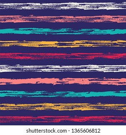 Seamless vector pattern with dry brush painted stripes on a dark background.