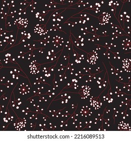 Seamless vector pattern of the dry herbs. Fennel flowers hand drawn. Textile background with dill, wildflowers and plants