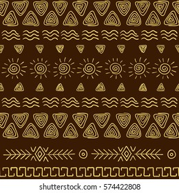 Seamless vector pattern. Duplicate natural ethnic symbols to decorate textiles and printed products.