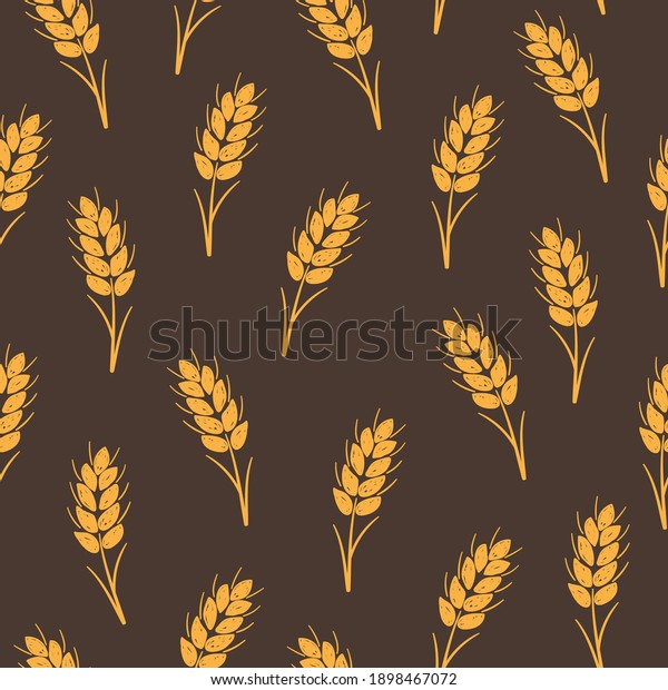 Seamless vector pattern with ears of wheat.\
Grain background for bakery\
products.
