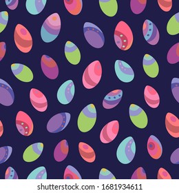 Seamless vector pattern of Easter eggs. Holiday background for greeting card, website, printing on fabric, gift wrap, postcard and wallpapers. Easter background. 