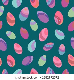 Seamless vector pattern of Easter eggs. Holiday background for greeting card, website, printing on fabric, gift wrap, postcard and wallpapers. Easter background. 