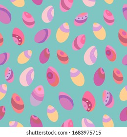 Seamless vector pattern of Easter eggs. Holiday background for greeting card, website, printing on fabric, gift wrap, postcard and wallpapers. Easter background. 