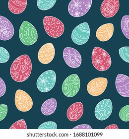 Seamless vector pattern of Easter eggs. Holiday background for greeting card, website, printing on fabric, gift wrap, postcard and wallpapers. Easter background. 